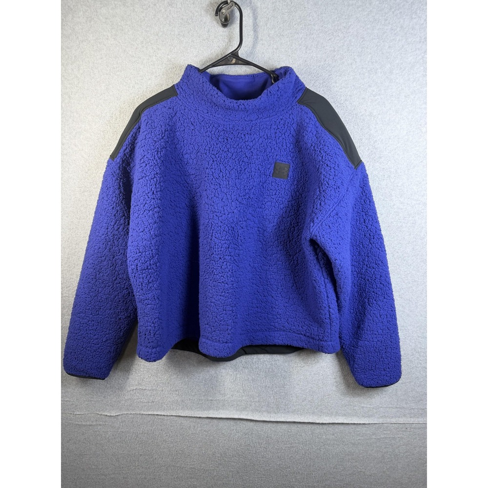 Under Armour Sweatshirt Womens XL Blue Sherpa Fleece Mock Neck Lined Pullover